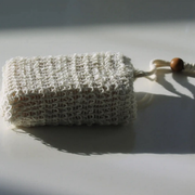 Natural cotton exfoliating soap pouch with drawstring, eco-friendly mesh soap saver bag for gentle skin exfoliation and longer-lasting soap thumbnail