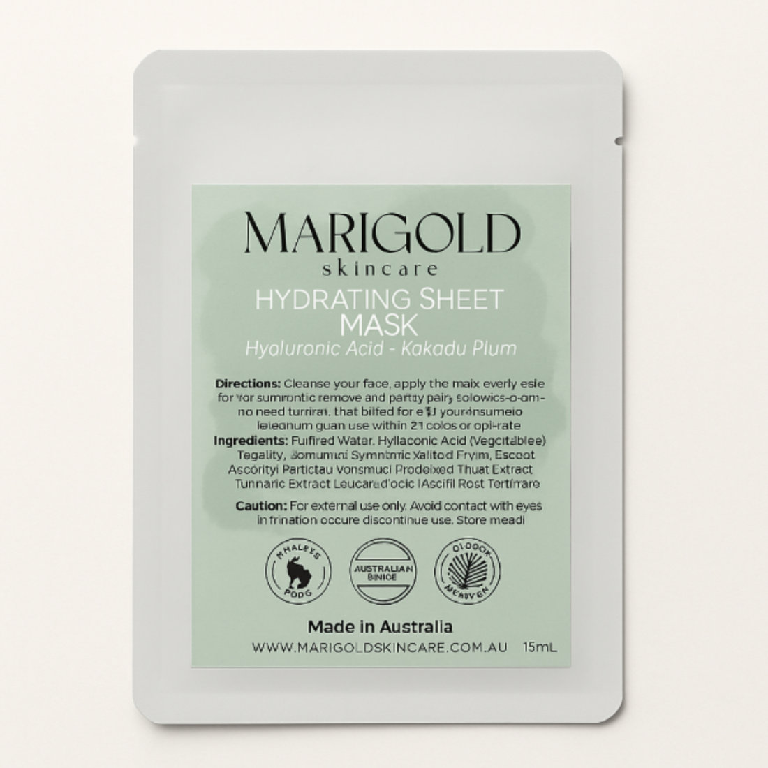 Hydrating sheet mask infused with Kakadu Plum and Vitamin C for brightening, moisturizing, and revitalizing skin