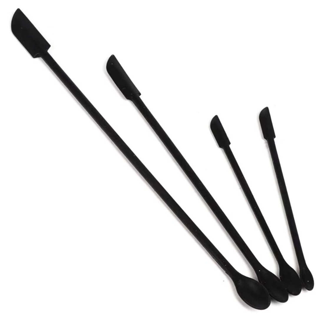Flexible silicone Last Drop Scoop spatula set designed to retrieve remaining serum, moisturizer, and foundation from bottles and jars for zero-waste skincare use