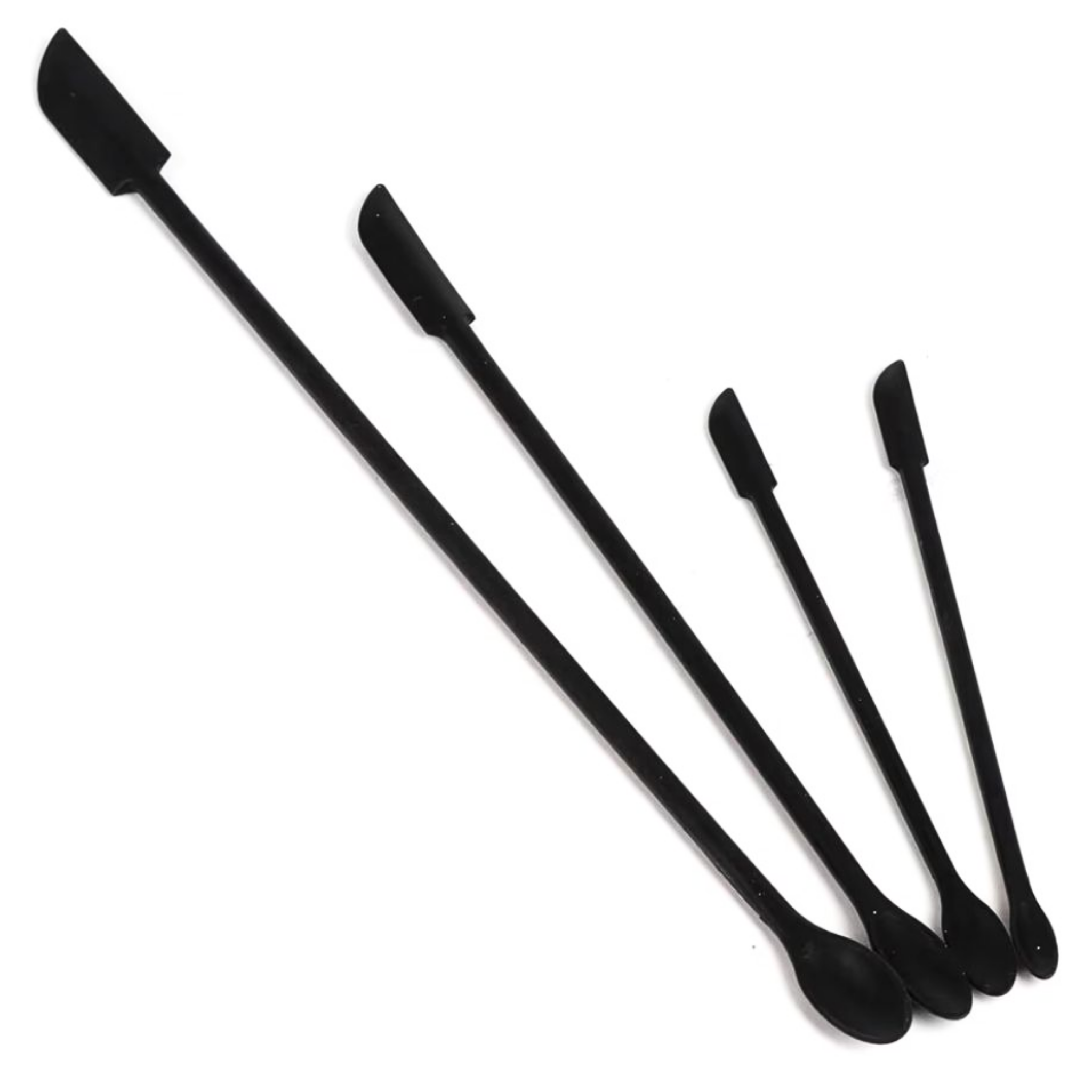 Flexible silicone Last Drop Scoop spatula set designed to retrieve remaining serum, moisturizer, and foundation from bottles and jars for zero-waste skincare use