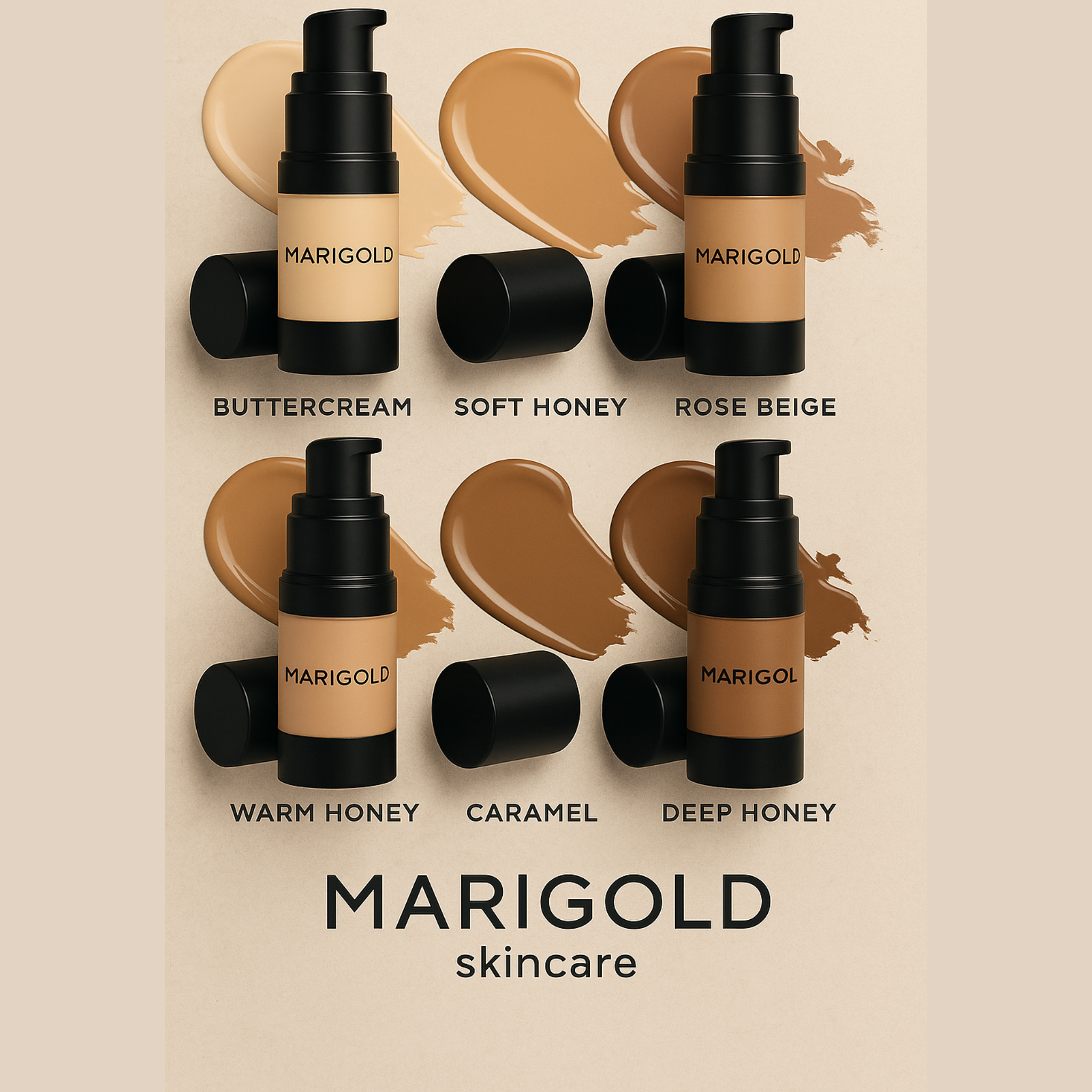 Marigold Deep Honey BB Cream tube showing deep shade, medium‑coverage formula for warm, even skin tone