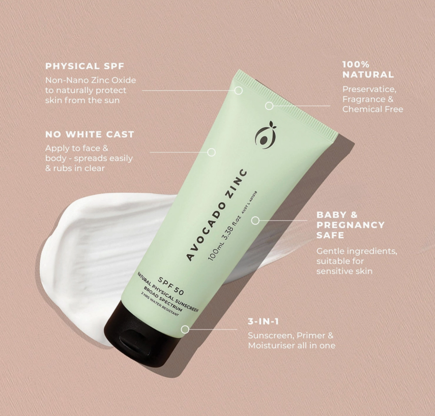 Avocado Zinc, Natural Physical Sunscreen by Marigold Skin